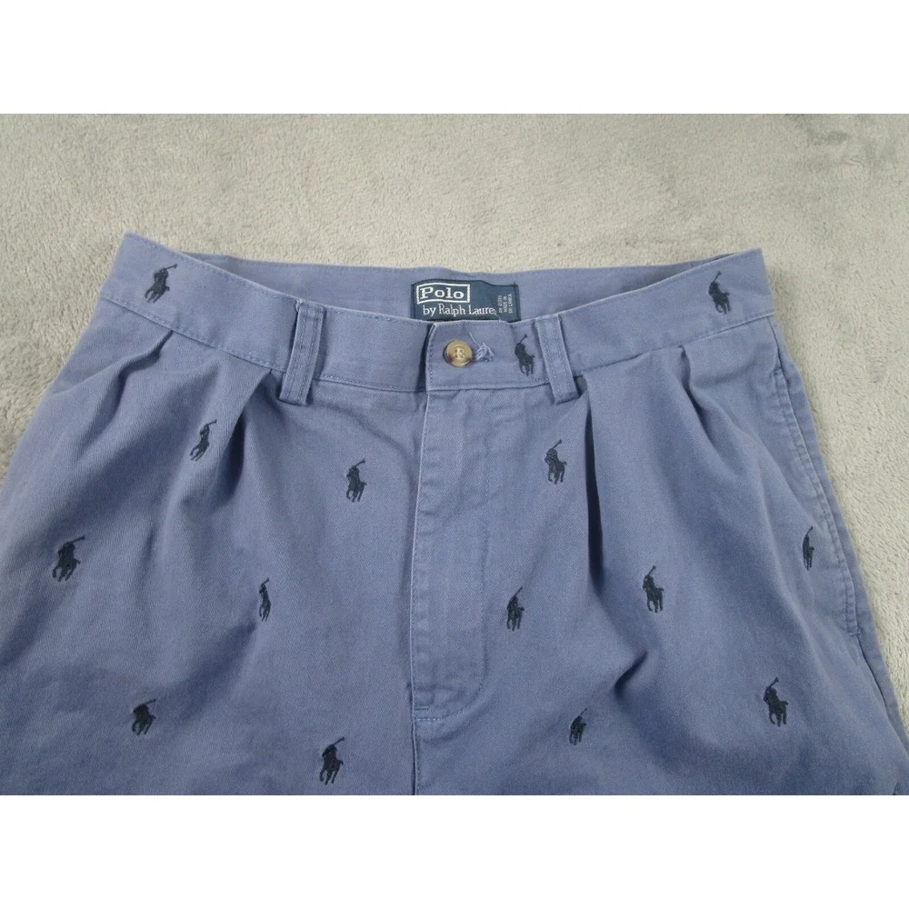Polo Ralph Lauren Shorts Mens 31 Blue All Over Print Chino Pockets Preppy‎